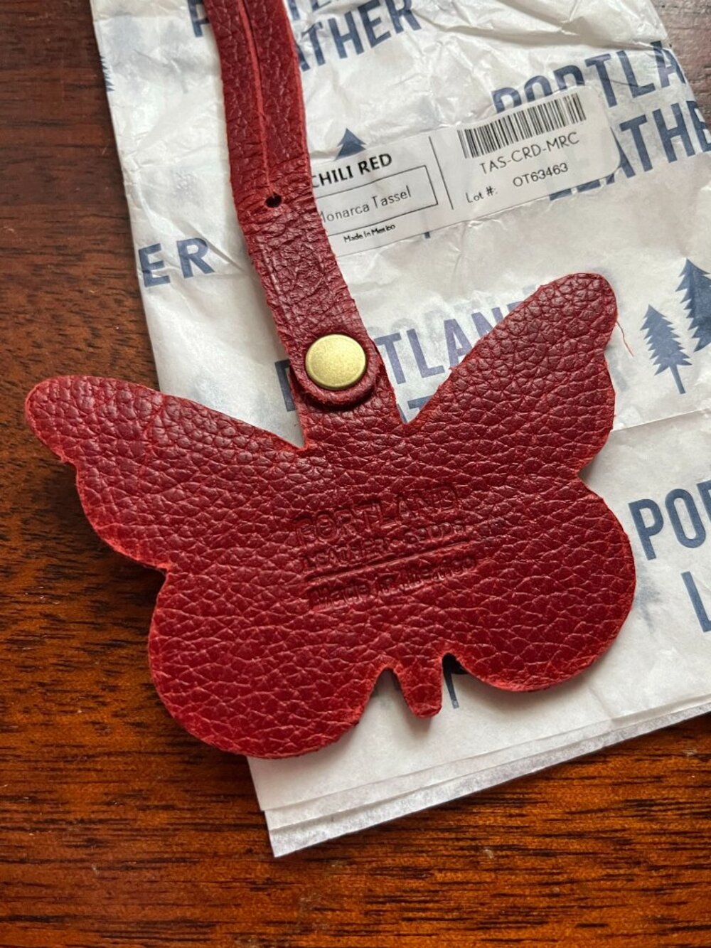 Portland Leather red and pink Monarca butterfly tassel NWT - Picture 4 of 5